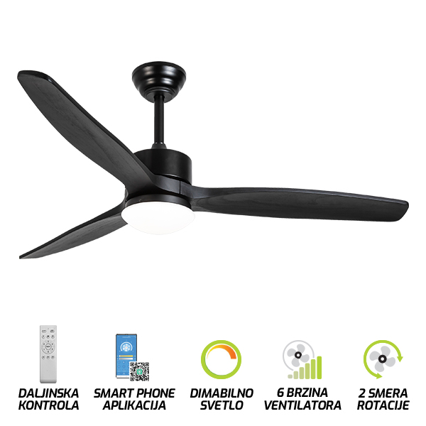 Plafonski ventilator sa svetiljkom FV3003-132 BK-kelvinlite