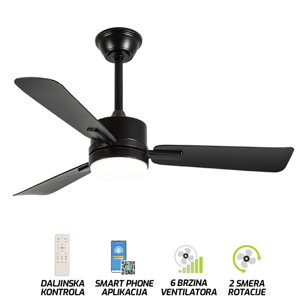 Plafonski ventilator sa svetiljkom FV3102-107 BK-kelvinlite