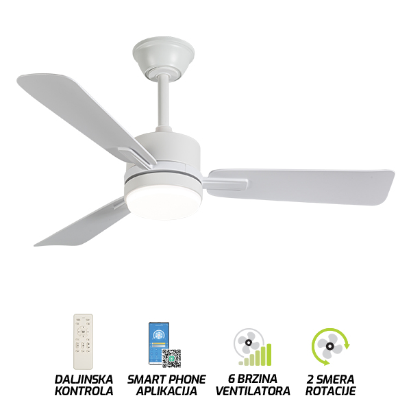 Plafonski ventilator sa svetiljkom FV3102-107 WH-kelvinlite