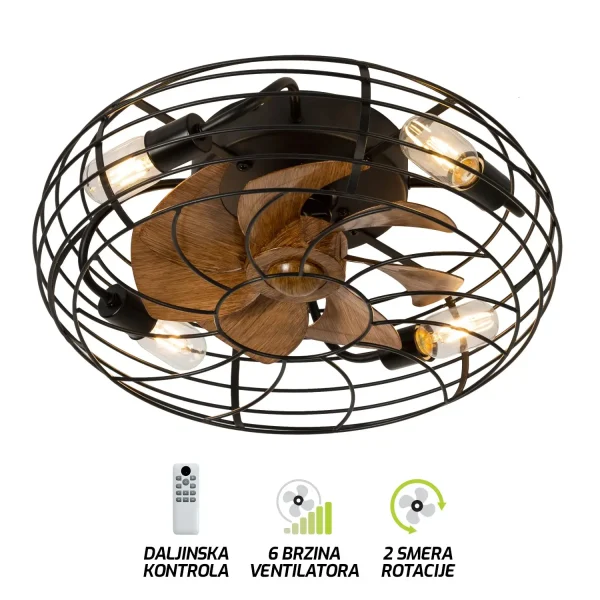 Plafonska lampa sa ventilatorom FV7003-48 BK-kelvinlite